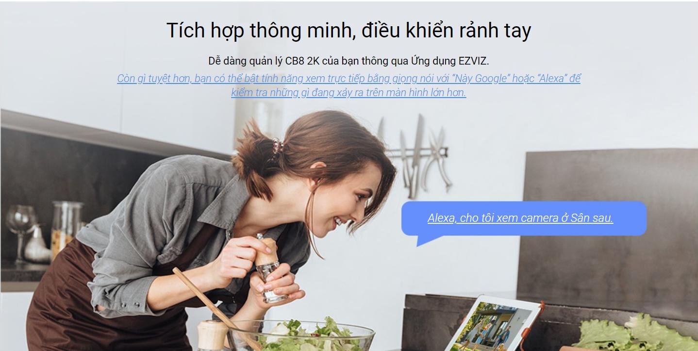 ezviz cb8 kết nối trợ lý ảo