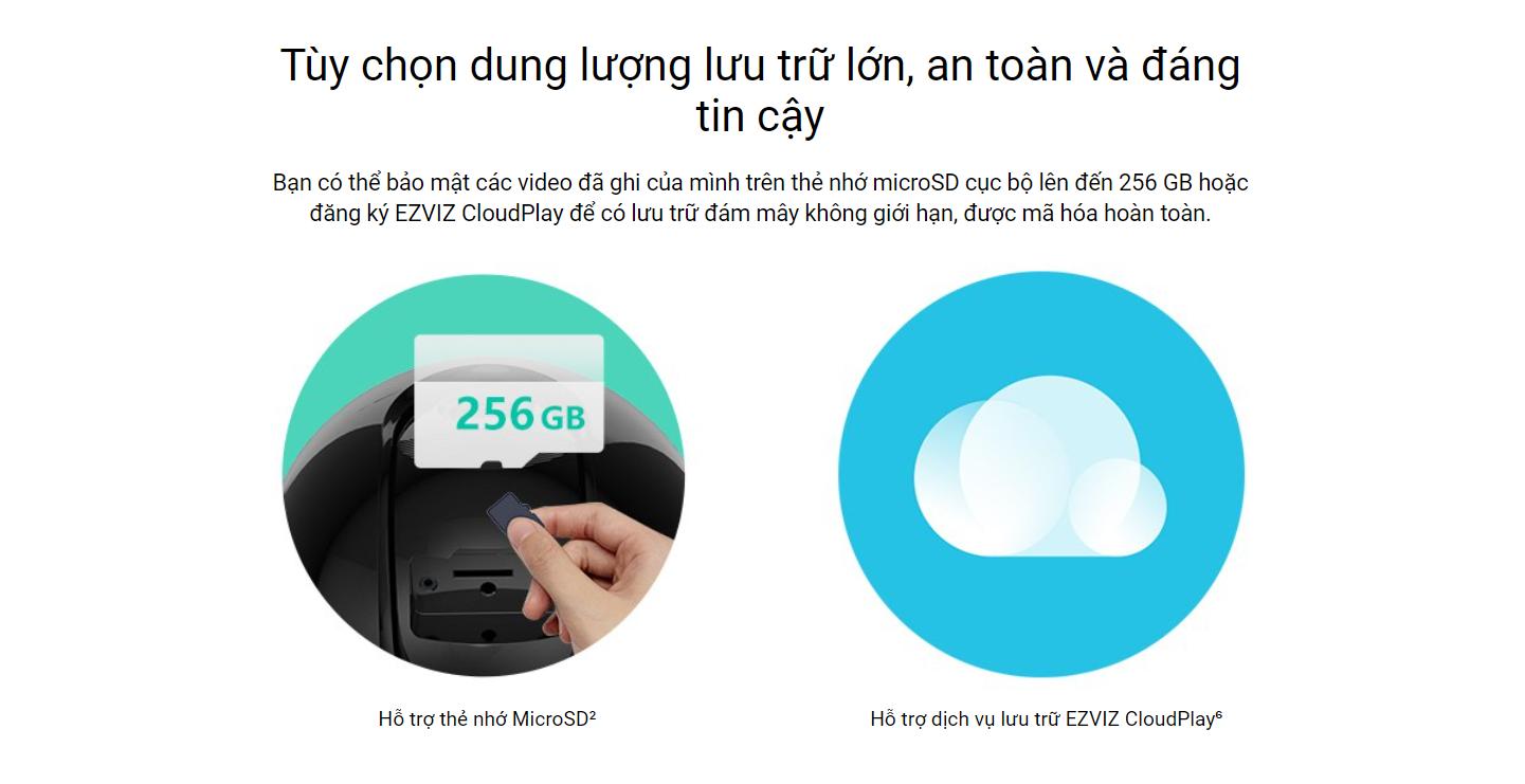 ezviz cb8 hỗ trợ nhiều phương thức lưu trữ