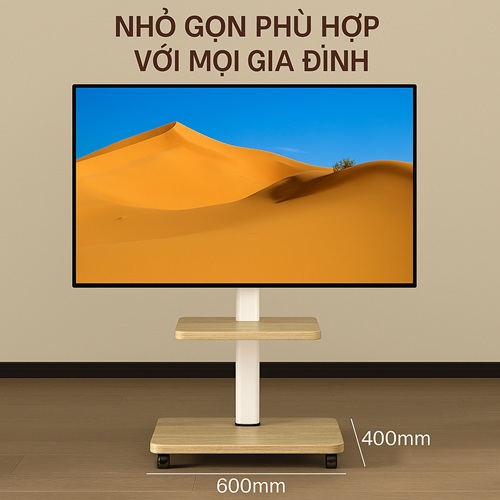 Giá Treo Tivi Di Động KM-1600B Màu Trắng Sang Trọng