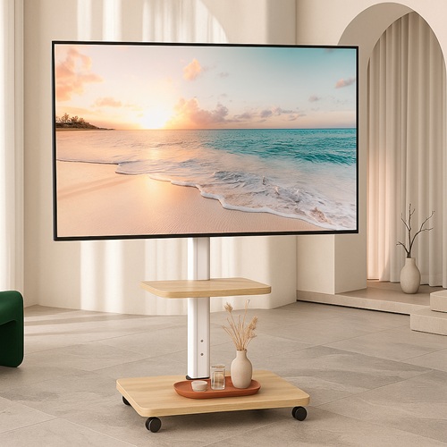 Giá Treo Tivi Di Động KM-1600B Màu Trắng Sang Trọng