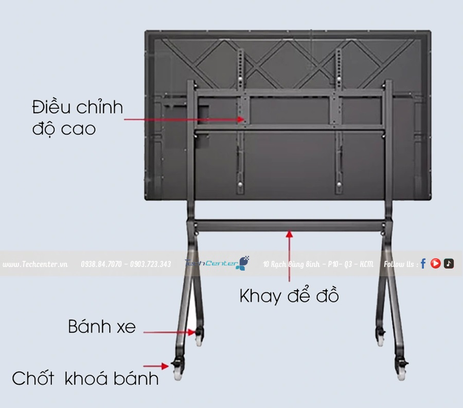 Giá Treo Tivi Di Động KM-TR43 Chuyên Màn Hình Hạng Nặng Hàng Nhập Khẩu