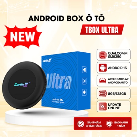 Android Box Ô Tô Carlinkit Tbox Ultra 2, Chip Qualcomm SM6350, Ram 8G/128G, Android 15