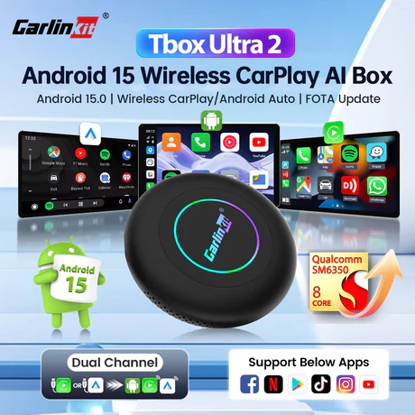Android Box Ô Tô Carlinkit Tbox Ultra 2, Chip Qualcomm SM6350, Ram 8G/128G, Android 15