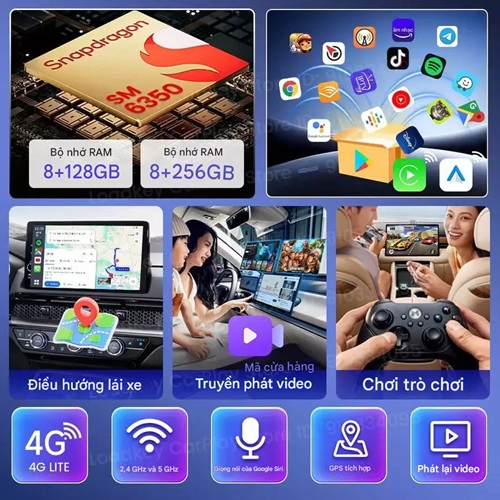 Android Box Ô Tô Carlinkit Tbox Ultra 2, Chip Qualcomm SM6350, Ram 8G/128G, Android 15