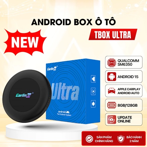 Android Box Ô Tô Carlinkit Tbox Ultra 2, Chip Qualcomm SM6350, Ram 8G/128G, Android 15