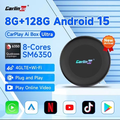 Android Box Ô Tô Carlinkit Tbox Ultra 2, Chip Qualcomm SM6350, Ram 8G/128G, Android 15